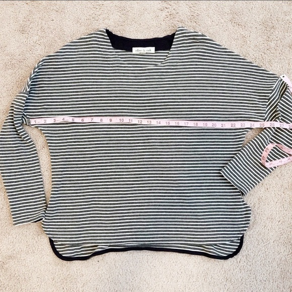 Olive + Oak Gray Stripe Hi Lo Dolman Sweatshirt - Picture 6 of 7